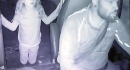 Athena Strand is seen with FedEx driver Tanner Horner after her abduction. On Thursday jurors were played video of the frightened youngster's final moments