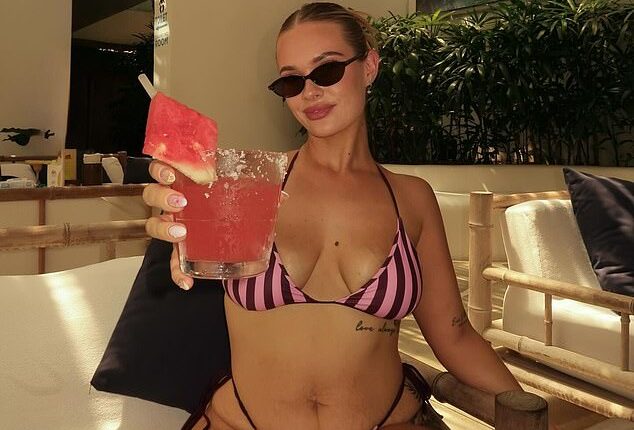 Australian influencer Taleigha Skye (pictured) has been forced to apologise to followers after leaving her child alone in a locked hotel room while holidaying in Bali