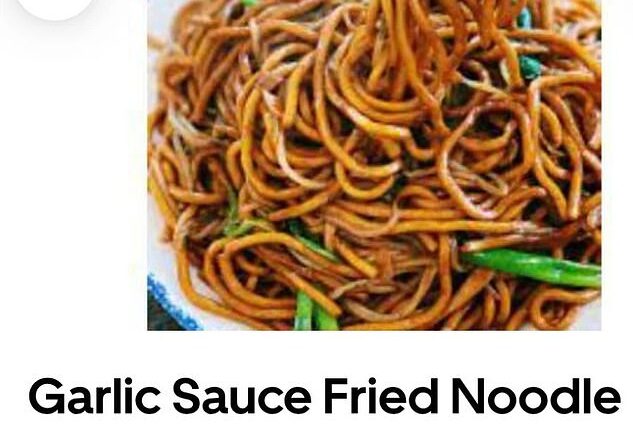 The Perth resident shared the menu example picture of the Garlic Sauce Fried Noodle dish displayed on the app