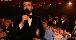 BRITs viewers were left stunned after Robbie Williams ' iconic monkey appeared to 'snort drugs' in a live comedy skit during Saturday night's ceremony