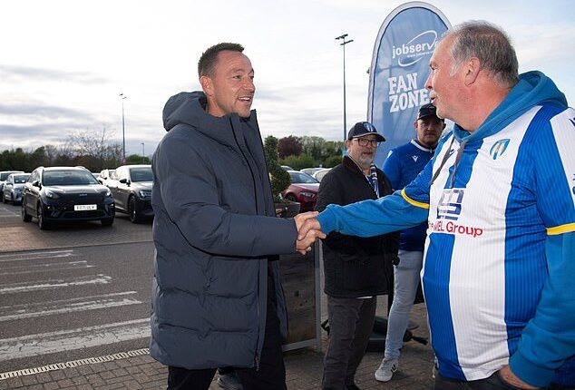 John Terry met Colchester United fans before watching their match against Accrington