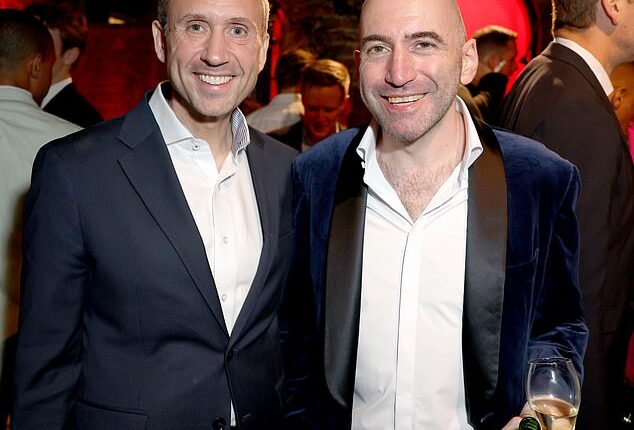 Democrat National Committee Chairman Ken Martin (pictured with CEO George Arison) was among the Washington elite who attended a pre-White House Correspondents' Dinner party hosted by gay hookup app Grindr