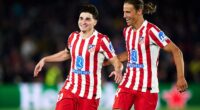Julián Alvarez (left) celebrates his spectacular opening goal for Atletico Madrid