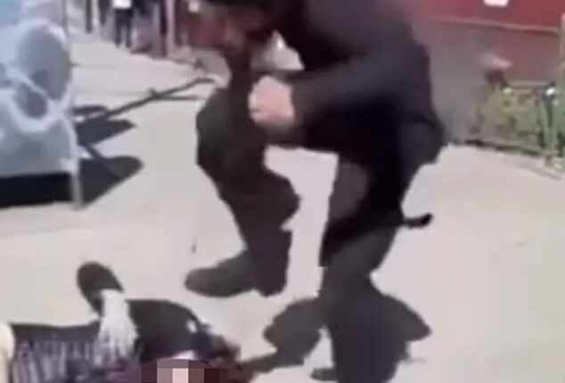 Horrifying footage shared on social media shows the moment the 14-year-old boy slammed his 15-year-old classmate to the ground and stomped on her head
