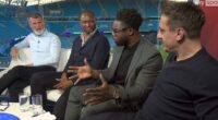 Roy Keane (left) clashed with Micah Richards (second right) and Gary Neville (right) over Arsenal's performance against Manchester City