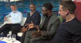 Roy Keane (left) clashed with Micah Richards (second right) and Gary Neville (right) over Arsenal's performance against Manchester City