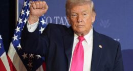 Donald Trump ridiculed as 'useless' a planned British-led military taskforce to patrol the Strait of Hormuz (Pictured: Mr Trump attended a roundtable event about no tax on tips on Thursday)