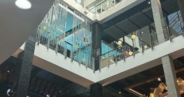 Emergency services were called to Broadway Shopping Centre on Monday following reports a man had climbed onto the roof