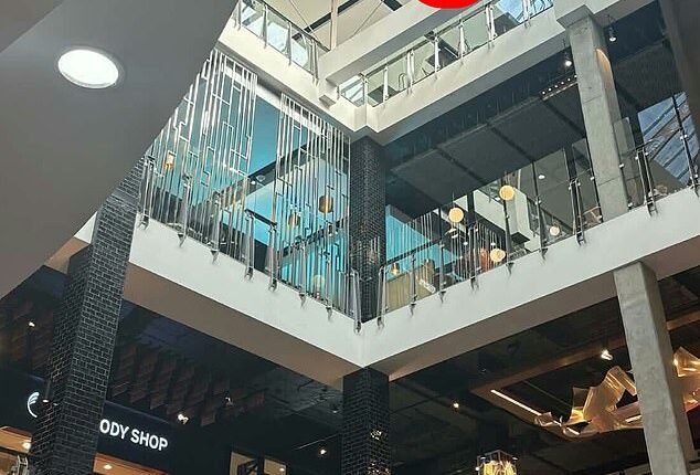 Emergency services were called to Broadway Shopping Centre on Monday following reports a man had climbed onto the roof