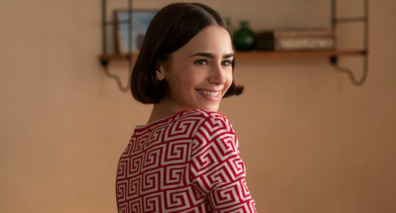 Emily In Paris. (L to R) Lucas Bravo as Gabriel, Lily Collins as Emily in episode 509 of Emily In Paris