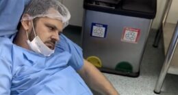 Maicon Pedroso (pictured) from Criciúma, Brazil, fainted while witnessing the birth of his second daughter