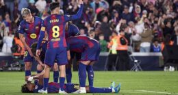 Lamine Yamal has caused concern after leaving the field of play on Wednesday with an apparent hamstring injury