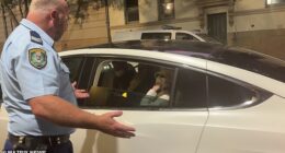 A no-nonsense NSW Police officer lost patience with LanLan Yang during an exchange outside Glebe Police Station in Sydney's inner west on Wednesday