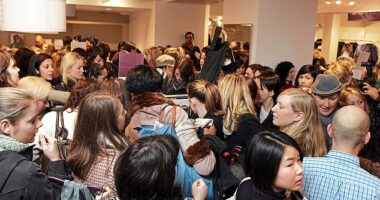 Off the rails: Stella McCartney’s first H&M range hits the Oxford Circus store, 2005