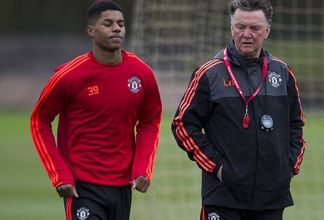 Louis van Gaal (right) handed 14 Man United youth or reserve players their first-team debuts