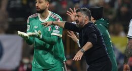 Manchester City and Italy goalkeeper Gianluigi Donnarumma (left) has spoken out following his side's failure to qualify for a World Cup again