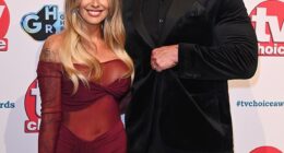 Gladiators star Giant's wife of 13 years has been left 'hurt and shocked' after he moved on with his new OnlyFans girlfriend months after their split (seen together in Feb 2025)