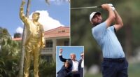 Trump National Doral has undergone a makeover ahead of the PGA Tour's return this week, with one particularly eye-catching detail. The Tour returns to President Donald Trump's Miami golf course this week for the first time since 2016 as Doral’s Blue Monster hosts the inaugural Cadillac Championship. While it is currently unclear if Trump, who hosted a State Dinner in honor of King Charles on Tuesday, will attend the tournament, his presence will still be unavoidable no matter what. That's because a towering gold statue of the Commander-in-Chief has been erected on the grounds of the course.