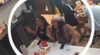 Two female customers were seen jamming out to music at Tasty Tails seafood restaurant in Dallas, Texas, before they darted for the door without paying their bill on Sunday evening