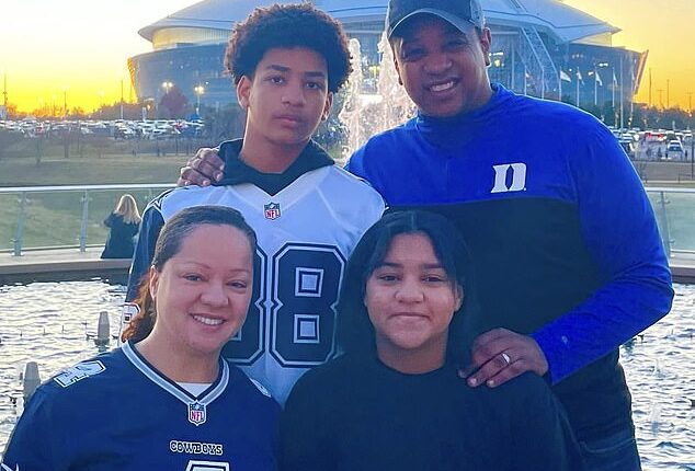 Former Lt Gov Justin Fairfax with his wife Cerina, their daughter Carys and son Cameron
