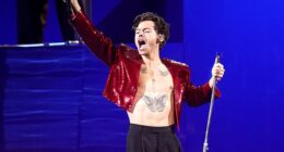 Harry Styles performing during the Brit Awards at The O2 in London on February 11, 2023
