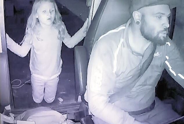 The jury was shown this photo of Athena Strand inside Tanner Horner's FedEx truck the day she was kidnapped