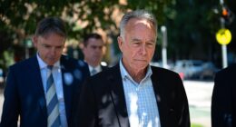 Bill Swale (right) had tried to avoid giving evidence into a coronial inquest into a crash he caused with the help of barrister Dermot Dann, KC (left)