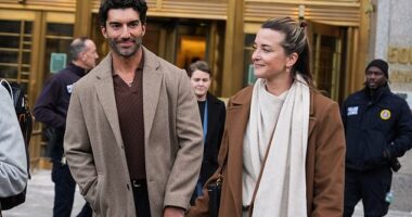 Attorneys for Justin Baldoni, (pictured with wife Emily outside Manhattan's Federal Court), have said he will testify in person should the 16-month legal battle with Blake Lively go to trial