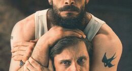 Richard Gadd holds co-star Jamie Bell in a headlock in a promotional shot for their new BBC drama called Half Man, which started last Friday