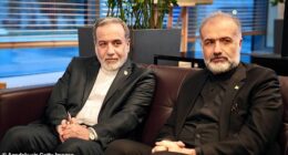 ST. PETERSBURG, RUSSIA - APRIL 27: (----EDITORIAL USE ONLY - MANDATORY CREDIT - 'IRANIAN FOREIGN MINISTRY / HANDOUT' - NO MARKETING NO ADVERTISING CAMPAIGNS - DISTRIBUTED AS A SERVICE TO CLIENTS----) Iranian Foreign Minister Abbas Araghchi (L) arrives in St. Petersburg for diplomatic talks on April 27, 2026 in St. Petersburg, Russia, on April 27, 2026. (Photo by Iranian Foreign Ministry / Handout/Anadolu via Getty Images)