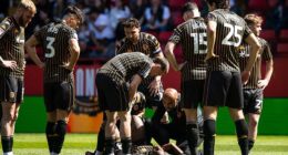 Eliot Matazo (bottom) suffered a torn right ACL during Hull's defeat at Charlton on Saturday