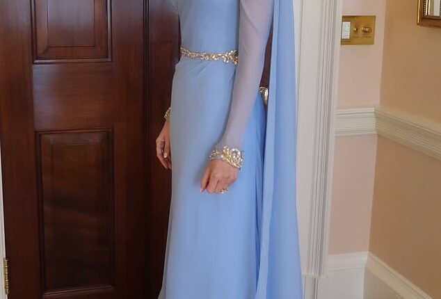 Ivanka Trump wowed in a timeless pastel maxi dress as she attended the state dinner on Tuesday evening