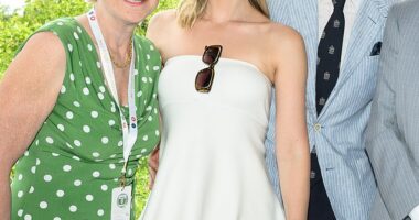 Jack Whitehall's mother Hilary was left raging after her funnyman son gave her incorrect information about his upcoming wedding (Hilary, Roxy Horner and Jack pictured in July)