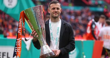 Jack Wilshere WINS his first trophy as a manager as Luton beat Stockport 3-1 in the EFL Trophy final - despite previously being knocked out of the competition!