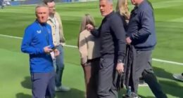 Jamie Carragher could be seen in a heated exchange with Everton fans ahead of the Merseyside derby