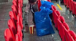 Wembley shared footage of the clean up act after the full time whistle