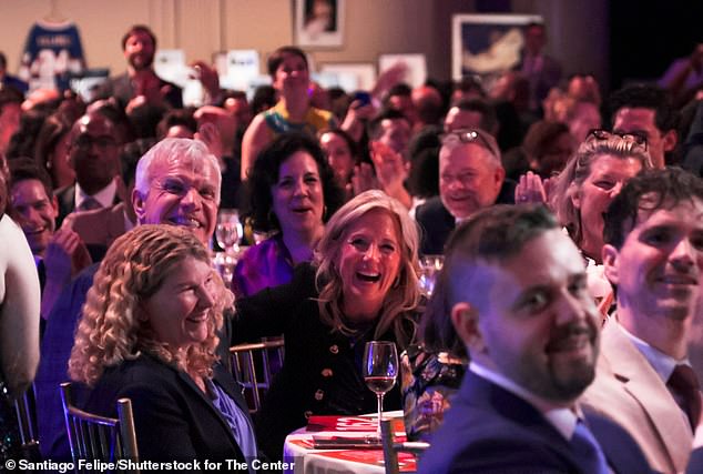 Former First Lady Jill Biden was a surprise guest Thursday night at New York City's Lesbian, Gay, Bisexual & Transgender Community Center's annual fundraising dinner, where she bid to appear on the hot HBO gay hockey show, Heated Rivalry