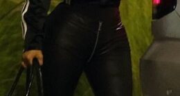 Kim Kardashian was seen in Los Angeles on Sunday evening after arriving via private jet from London