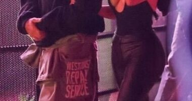 Kim Kardashian, 45, and Lewis Hamilton, 41, were spotted sweetly linking arms as the couple arrived for Justin Bieber's Coachella set on Saturday