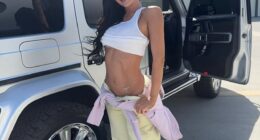 Kylie Jenner, 28, flaunted her toned abs in a tiny top as she kicked off weekend two of Coachella with some of her celebrity pals on Friday.