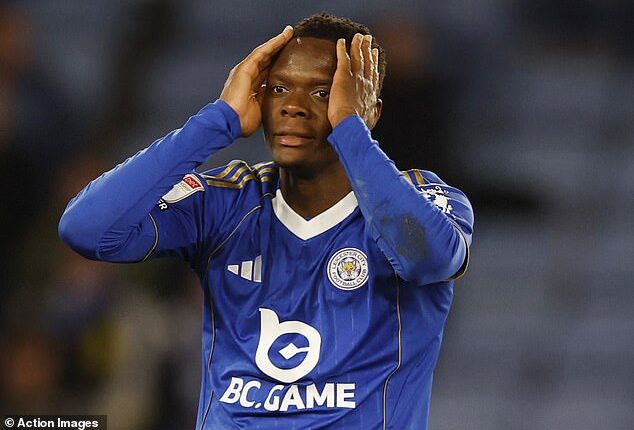 Patson Daka reacts in the 2-2 draw against Hull which sealed Leicester's fate