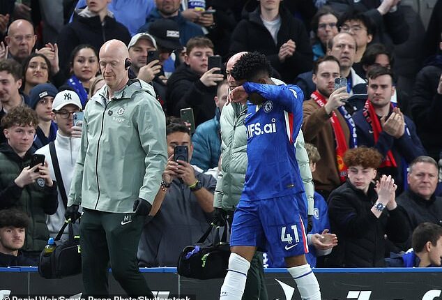 Estevao was in tears after coming off the pitch injured during Chelsea's defeat on Saturday