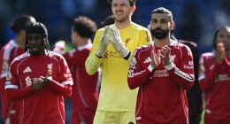 Freddie Woodman (centre) is set for an extended run for Liverpool after injuries to Alisson and Giorgi Mamardashvili