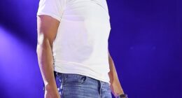 Country star Luke Bryan was hit in the face by a flying object while performing at the North Dakota State Fair on Saturday; seen on 2025