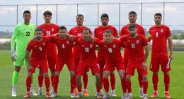 Iran's players pose for team photo prior to their friendly soccer match with Costa Rica in Turkey