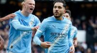Rayan Cherki (right) and Erling Haalnd (left) were on the scoresheet for Manchester City as they beat Arsenal in a crunch Premier League game