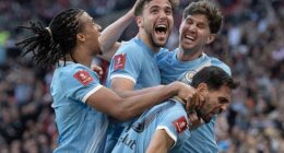 City celebrate Nico Gonzalez's late winner against Southampton in the FA Cup semi-final