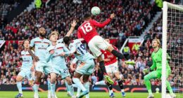 Casemiro opens the scoring with a smart header at the back post to beat Caoimhin Kelleher