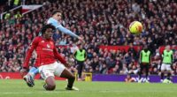 Patrick Dorgu scores against Manchester City in Michael Carrick's first game in charge