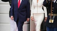 Melania Trump flaunted her fashion credentials in a cream skirt suit as King Charles and Queen Camilla's state visit continues
